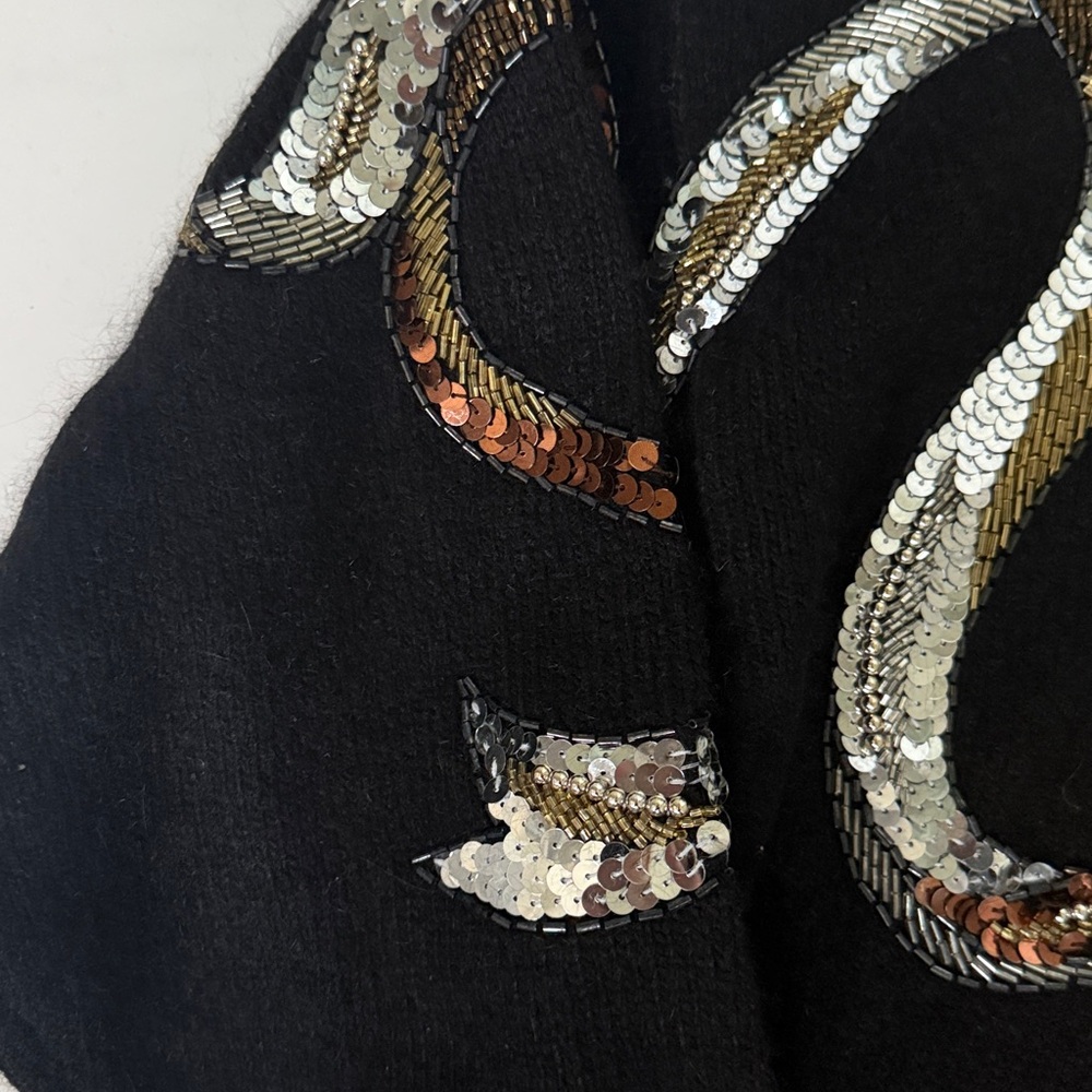 Vintage I.B. Diffusion Beaded Sequin Bow Angora Silk Lambswool Sweater Crewneck - Picture 4 of 6